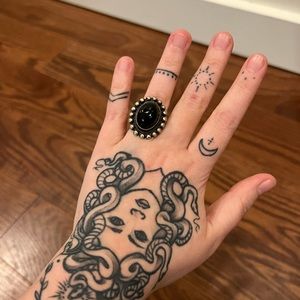 Vintage Mexican Onyx Ring, Sterling Silver